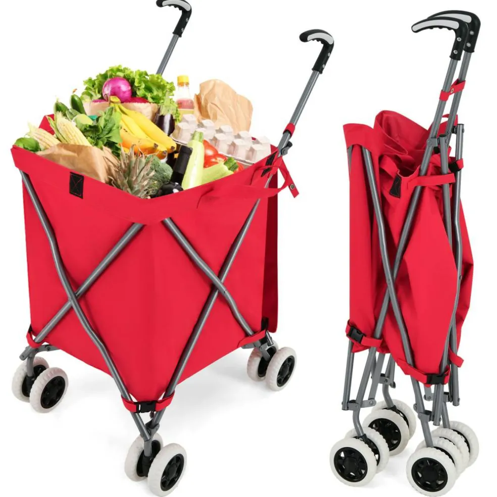 Foldable Grocery Shopping Cart 24 Gallon Heavy Duty Steel Frame