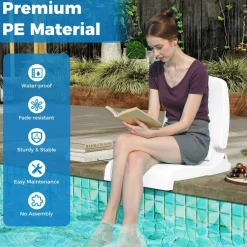 Foldable Poolside Chair Portable PE Ground Seat with Handle