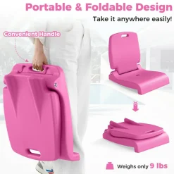 Foldable Poolside Chair Portable PE Ground Seat with Handle