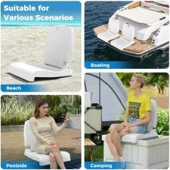 Foldable Poolside Chair Portable PE Ground Seat with Handle
