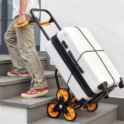 Foldable Stair Climbing Hand Truck, Dual Mode Utility Cart with Adjustable Handle, Tri-Wheel Design for Stairs and Flat Ground Transport