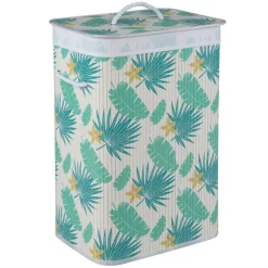 Foldable Wicker Laundry Hamper with Lid, 19 Gal Clothes Basket with Removable Washable Liner, Side Handles for Bedroom and Bathroom Storage
