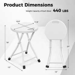 Folding Camping Stool with HDPE Seat, Portable Outdoor Stool with Metal Frame, Compact Foldable Chair for Camping Picnic Fishing