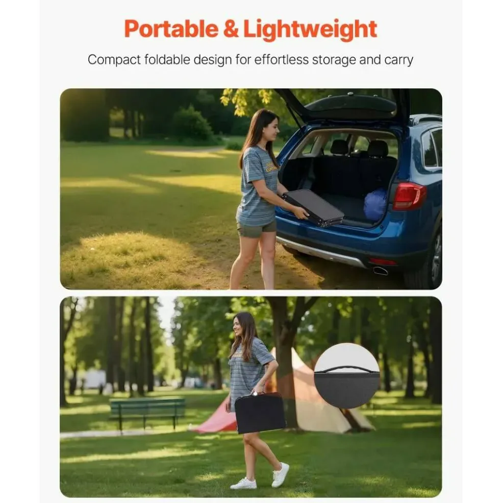 Folding Camping Table Adjustable Height with Mesh Layer