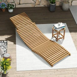 Folding Teak Wood Chaise Lounge Chair Outdoor Patio Sun Lounger Ergonomic