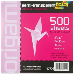 Folia Semi Transparent Origami Sheets - 6" x 6", 500 Sheets, Assorted