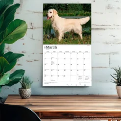 For the Love of Golden Retrievers | 2027 14 x 24 Inch (Hanging) Monthly Deluxe Wall Calendar | Foil Stamped Cover | Plastic-Free