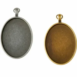 Found Objects™ Silver & Gold Oval Frame Pendants by Bead Landing™