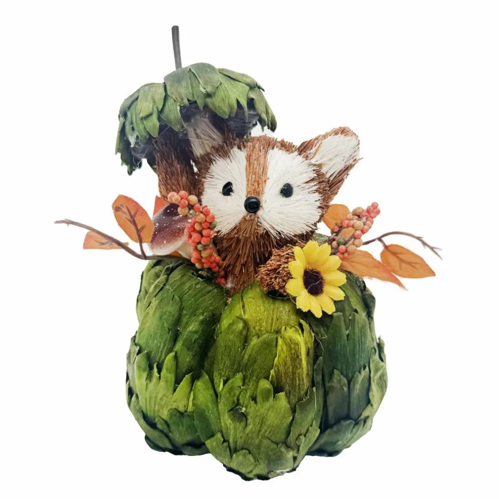 5.5" Fox in Artichoke House Decorative Animal by Ashland®