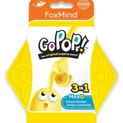 FoxMind Games: GO POP! HEXO in Yellow, The Original Popping Game, Play Solo or With a Friend, Play on the Go with No Pieces to Lose, For Ages 5 and up