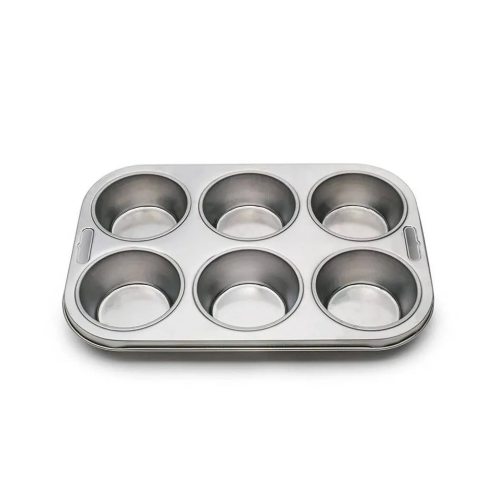 Fox Run 4867 Muffin Cupcake Bakeware Pan Stainless Steel 6 Cup
