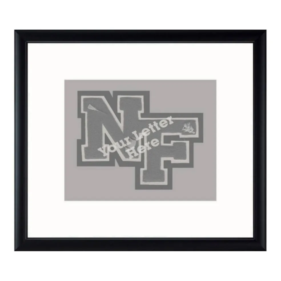 Framerly - 10"w x 8"h Varsity Letter Horizontal Frame - Solid Hardwood Shadowbox in Black Satin Finish with White Matting