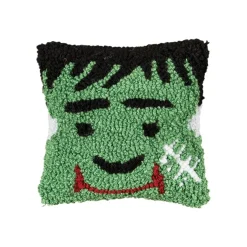 Frankenstein Monster Hooked Petite Halloween Accent Pillow 8" x 8"