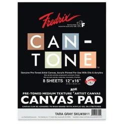 Fredrix Can-Tone Pre-Toned Canvas Pad - Tara Gray, 12" x 16"