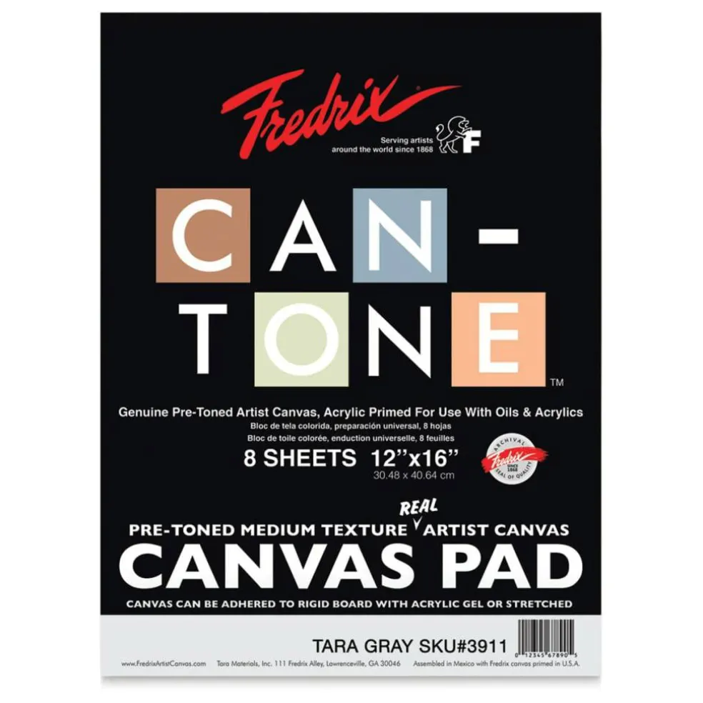 Fredrix Can-Tone Pre-Toned Canvas Pad - Tara Gray, 12" x 16"