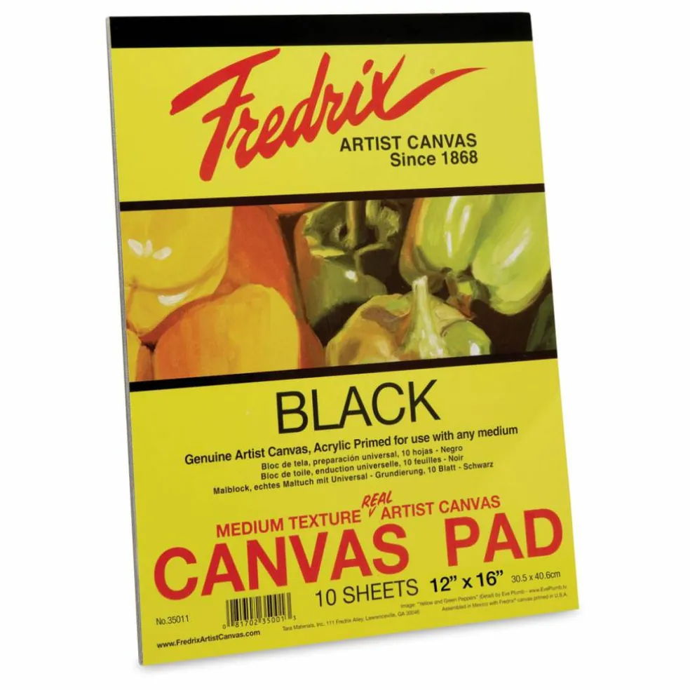 Fredrix Canvas Pad - 12" x 16", Black, 10 Sheets