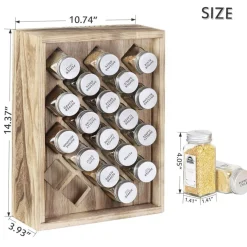 Freestanding Countertop Spice Shelf Holder with 20 Glass Jars
