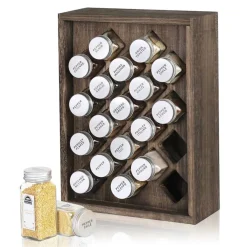 Freestanding Countertop Spice Shelf Holder with 20 Glass Jars