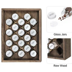 Freestanding Countertop Spice Shelf Holder with 20 Glass Jars