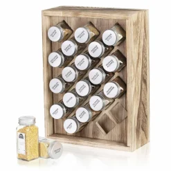 Freestanding Countertop Spice Shelf Holder with 20 Glass Jars