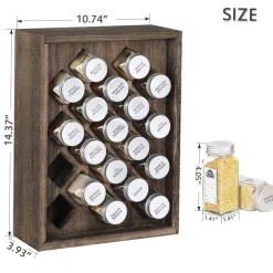 Freestanding Countertop Spice Shelf Holder with 20 Glass Jars