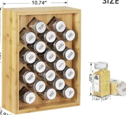Freestanding Countertop Spice Shelf Holder with 20 Glass Jars