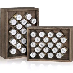 Freestanding Countertop Spice Shelf Holder with 20 Glass Jars
