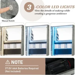 Freestanding Jewelry Armoire with Mirror Lockable LED Lights Swivel Base