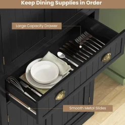 Freestanding Tall Kitchen Cabinet with 3-Position Adjustable Shelves and Large Capacity Drawer