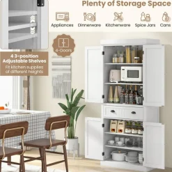 Freestanding Tall Kitchen Cabinet with 3-Position Adjustable Shelves and Large Capacity Drawer