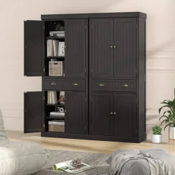 Freestanding Tall Kitchen Cabinet with 3-Position Adjustable Shelves and Large Capacity Drawer