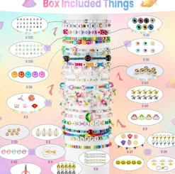 Friendship Bracelet Kit for Girls, 16000 pcs with Seed Beads (2/3/4mm), Clay Beads, 7 Styles Letter Beads (A-Z), Variety of Charms, DIY Jewelry Making Crafts, Kids Toy for Ages 6+