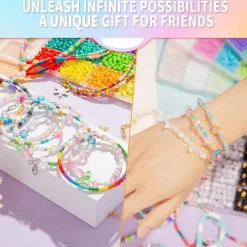 Friendship Bracelet Kit for Girls, 16000 pcs with Seed Beads (2/3/4mm), Clay Beads, 7 Styles Letter Beads (A-Z), Variety of Charms, DIY Jewelry Making Crafts, Kids Toy for Ages 6+