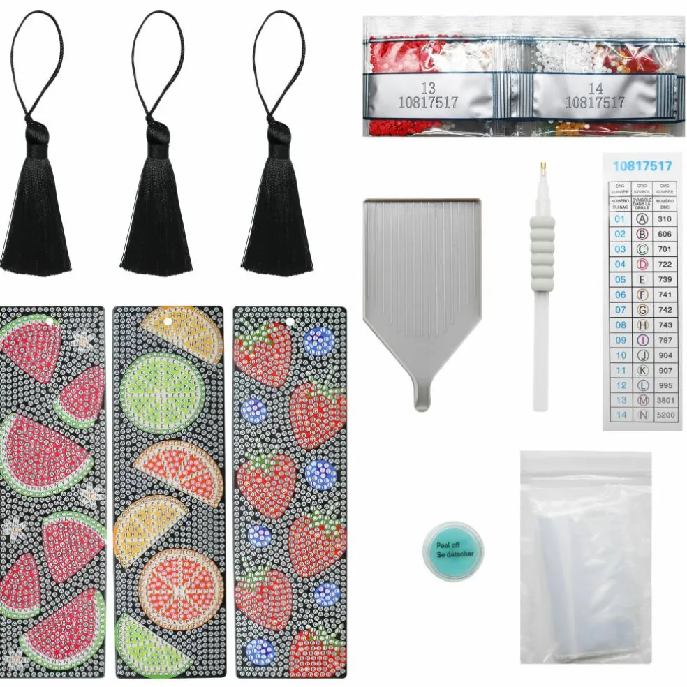 Fruit 3-Piece Diamond Art Bookmark Kit by Make Market®