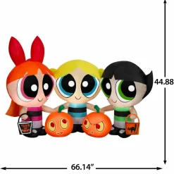 5.5ft. Airblown® Inflatable Powerpuff Girls Halloween Scene with Blossom, Bubbles & Buttercup Lighted Décor
