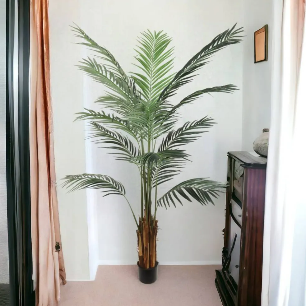 6ft Areca Palm Tree in Black Pot with 567 Realistic Leaves, Floral Home by Artificial Flowers