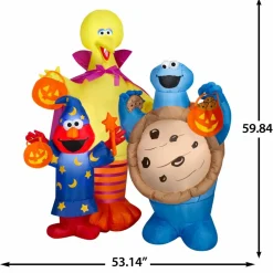 5ft. Ariblown® Inflatable Sesame Street Halloween Scene with Elmo, Big Bird & Cookie Monster Lighted Décor