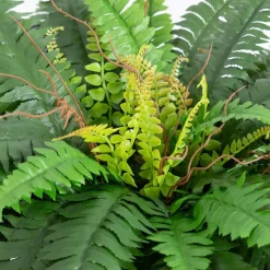 3.5ft Artificial Double Boston Fern in Handmade Mexican Talavera Ceramic Planter