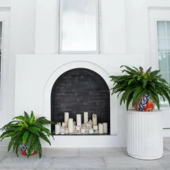 3.5ft Artificial Double Boston Fern in Handmade Mexican Talavera Ceramic Planter