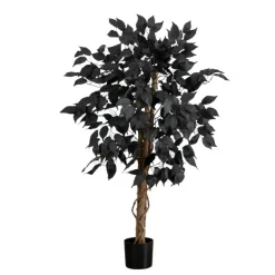 3ft. Artificial Halloween Black Ficus Tree with Natural Trunk