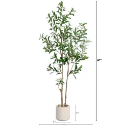 5ft. Artificial Minimalist Olive Tree in White Decorative Planter
