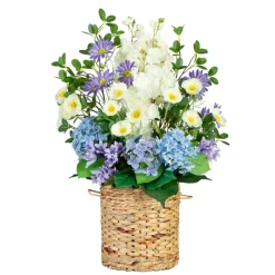 2.5ft. Artificial Mixed Flower & Hydrangea Arrangement in Hyacinth Weave Basket