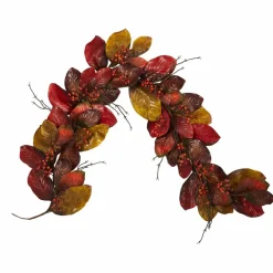 6ft. Autumn Magnolia Leaf with Berries Garland