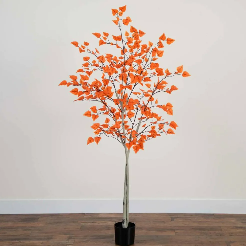 6ft. Autumn Paper Birch Artificial Fall Tree