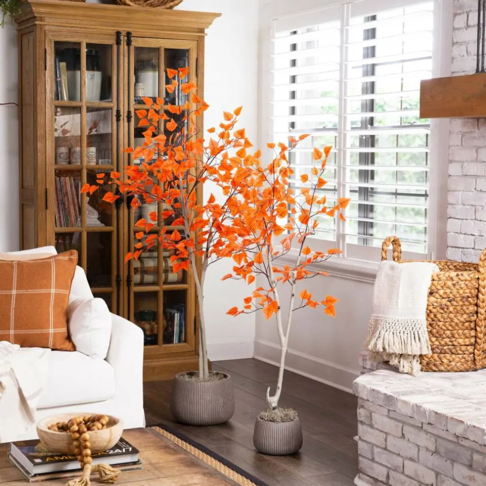 6ft. Autumn Paper Birch Artificial Fall Tree