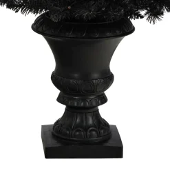 4ft. Black Artificial Halloween Tree in Urn, Orange LED Lights