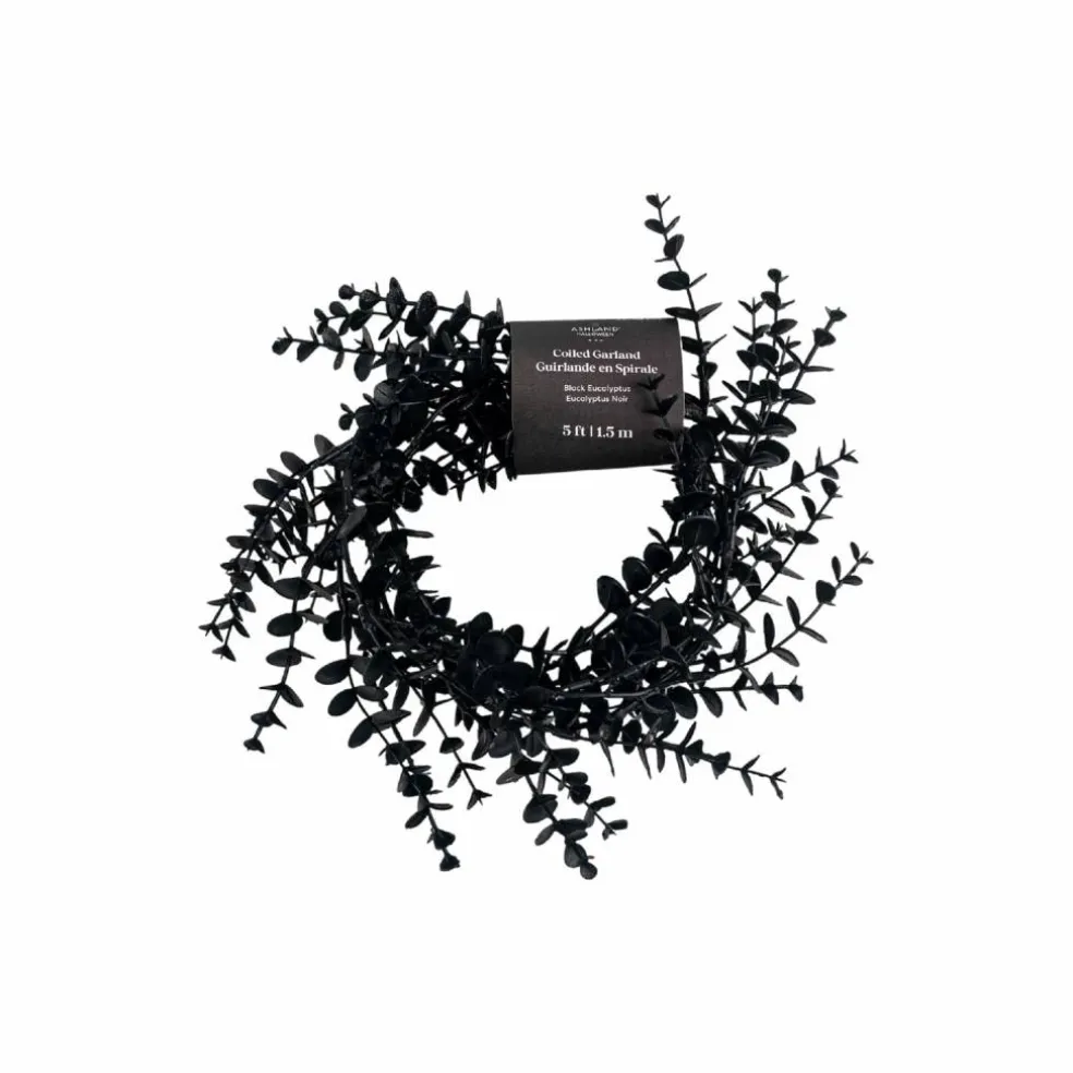 5ft. Black Eucalyptus Leaf Coiled Garland by Ashland®