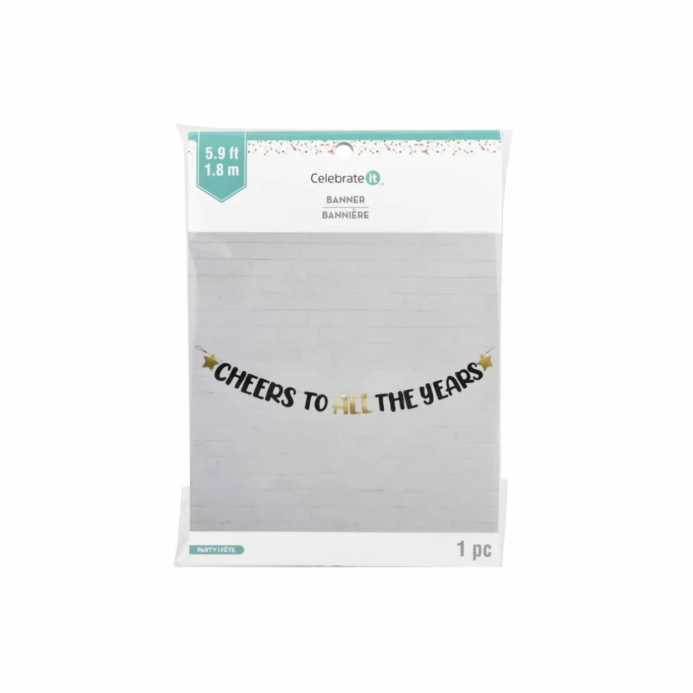 6ft. Black & Gold All The Years Banner by Celebrate It™