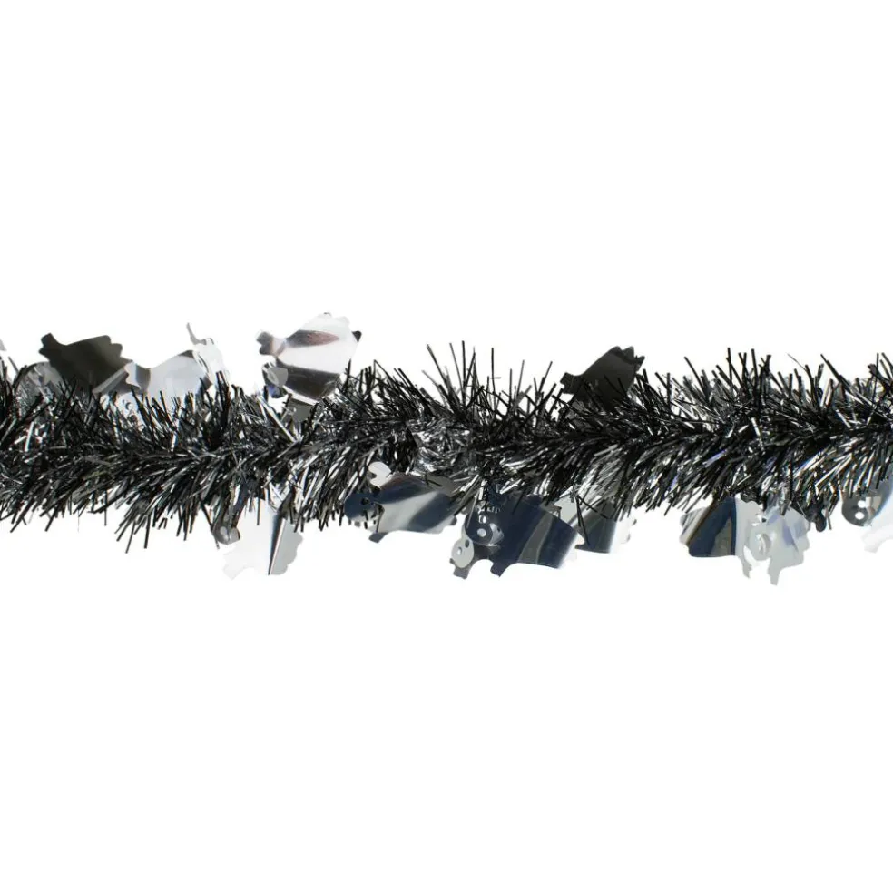 50ft. Black & Silver Ghosts Halloween Tinsel Garland