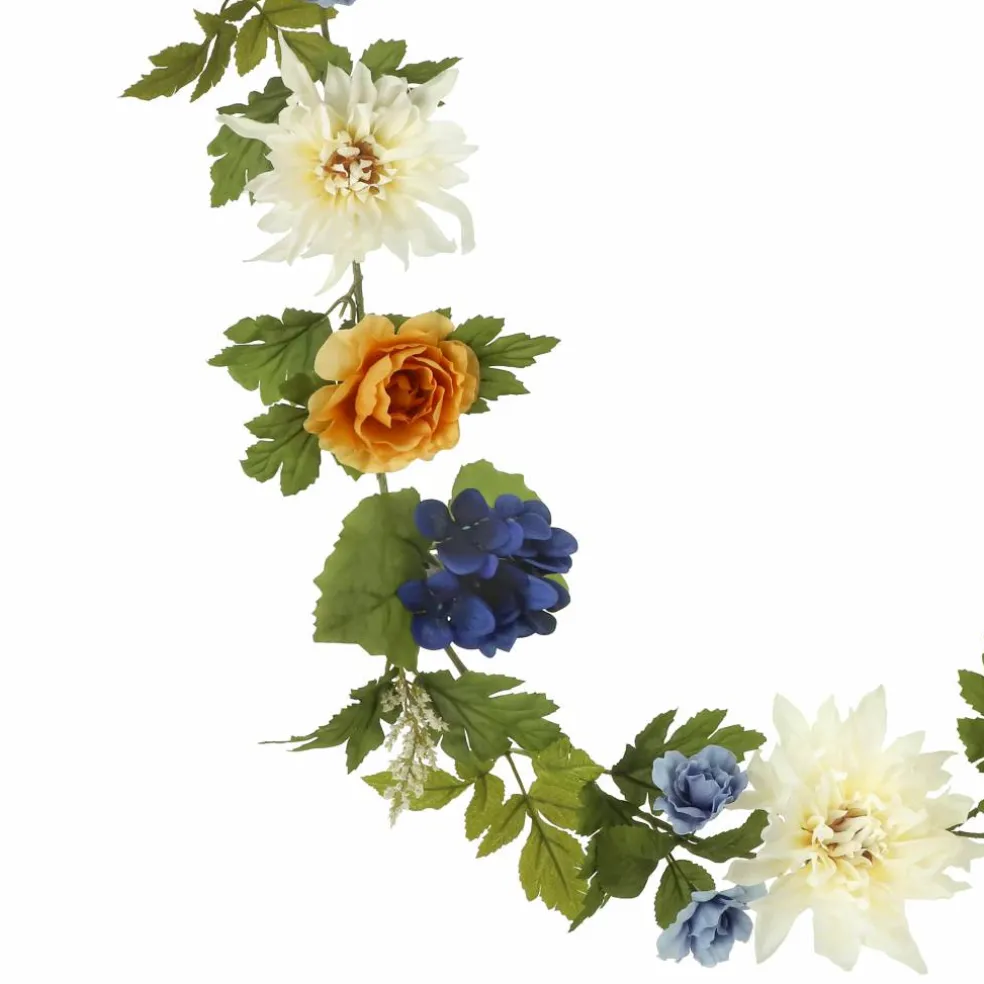 6ft. Blue, Cream & Orange Ranunculus & Dahlia Garland by Ashland®